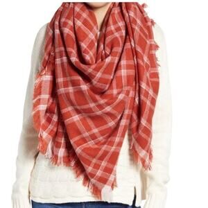 Madewell Blanket Scarf Plaid Rust NWOT